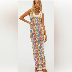 Beach Riot Tropical Dress Sz Small Crochet Swim Cover Up Cotton Granny Square